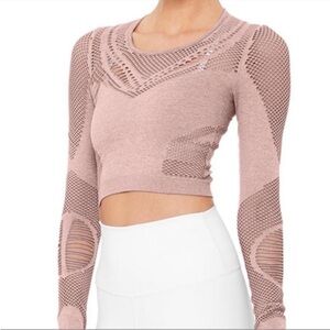 Alo Yoga Siren Athletic fitness work out purple Long Sleeve crop top size M